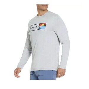 HURLEY Men's Hybrid Stretch Hooded UV T-Shirt Size XXL Sunny Side Gray